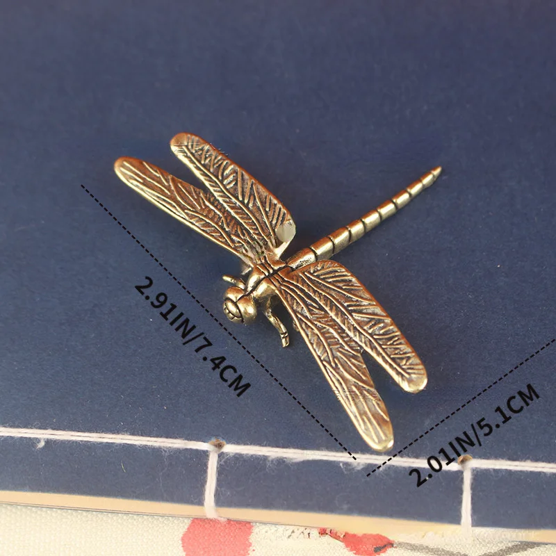 1/3 pieces of hand-forged brass dragonfly ornaments, retro style table decoration, tea pet collection boutique