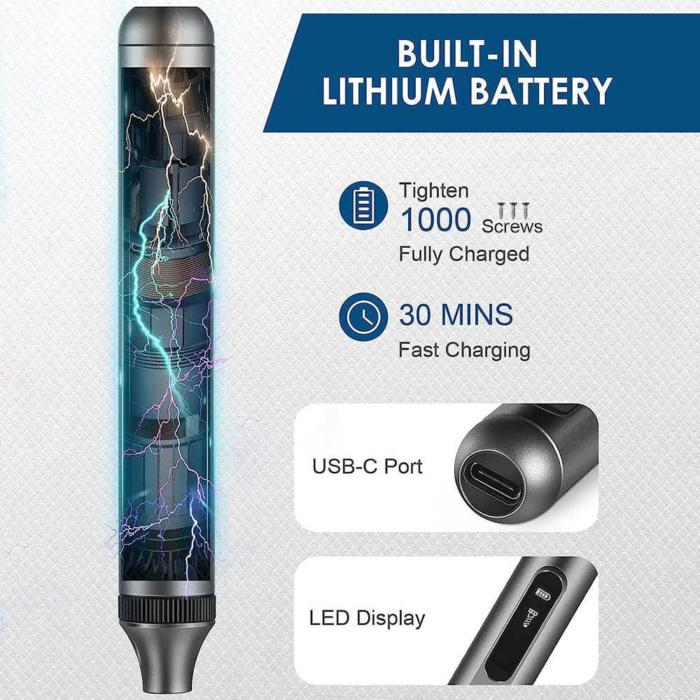 Imagem -05 - Chave de Fenda Elétrica Conjunto de Precisão Chave de Fenda sem Fio Magnética Tipo-c Carregamento Rápido Led Iluminação Kit de Ferramentas Elétricas 17 52 em