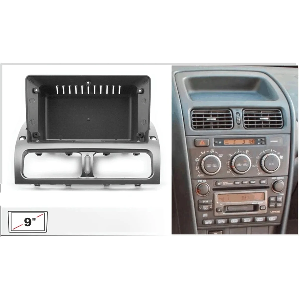 

9 Inch Car Fascia Radio Panel for LEXUS is 1999-2005, for TOYOTA Altezza 1998-2005 Dash Kit Install Facia Console Bezel