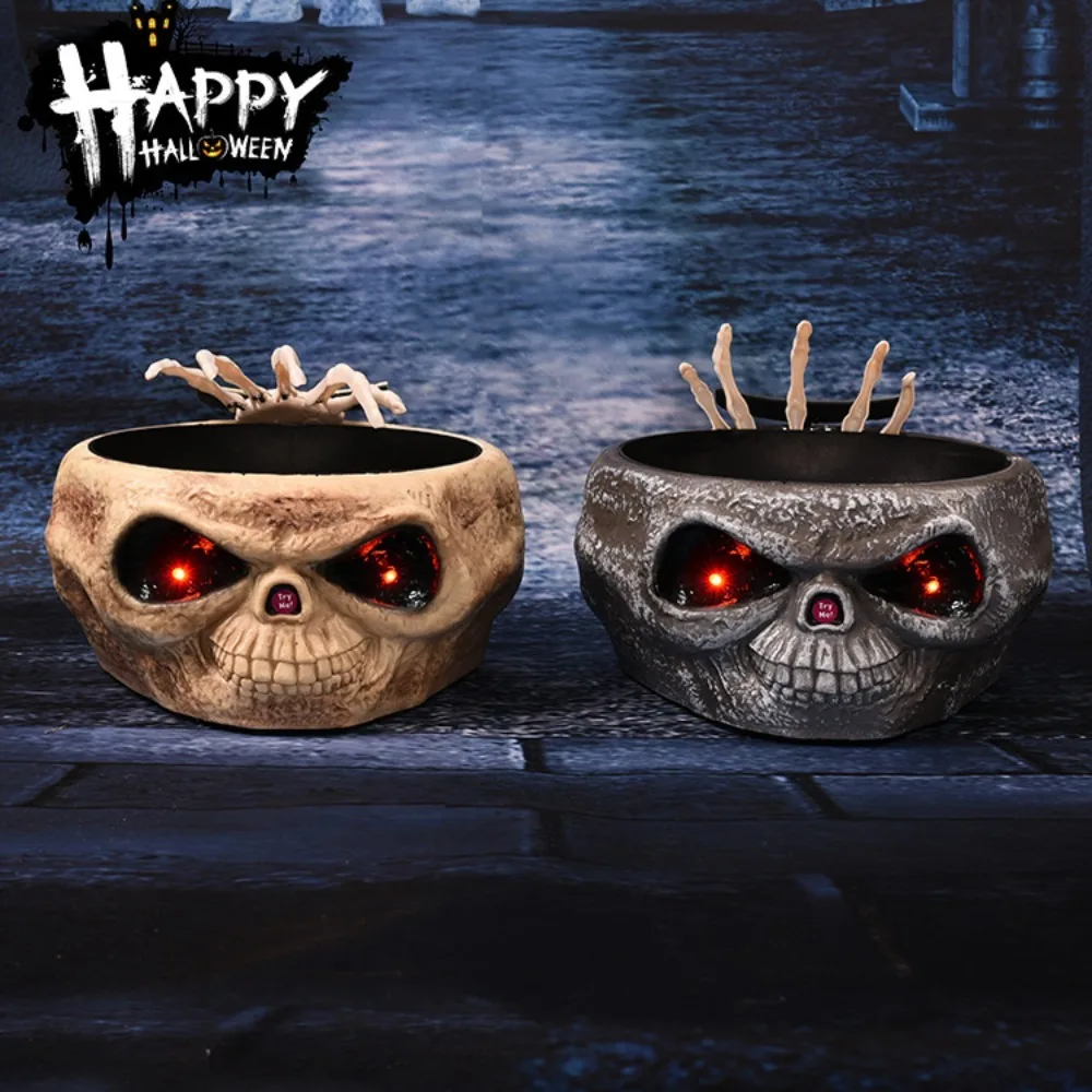 

Table Decoration Sensor Skull Hand Halloween Pumpkin Candy Bowl Electric Plastic Halloween Skull Bowl LED Eyes Snack Bowl Bar