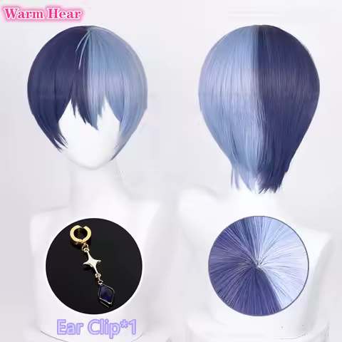Aoyagi Toya Synthetic Wig Anime Short 28cm Cosplay Wig Earring Heat Resistant Hair Vivid BAD SQUAD Halloween Party Wigs +Wig Cap
