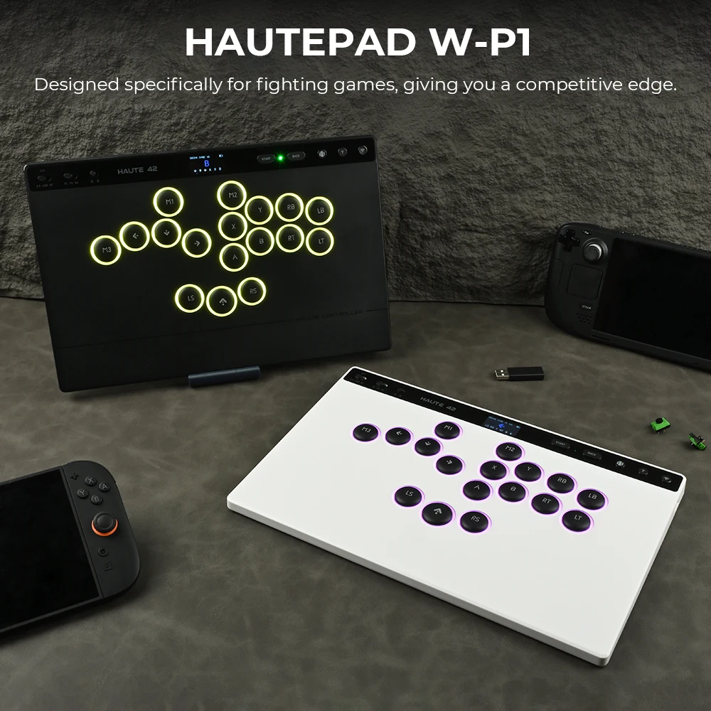 Haute42 W-P1 Tri-Mode 2.4G Kabelloser Touchscreen-Controller ohne Hebel für PC/PS4/PS5/Switch Stickless Arcade-Controller – Detail 5
