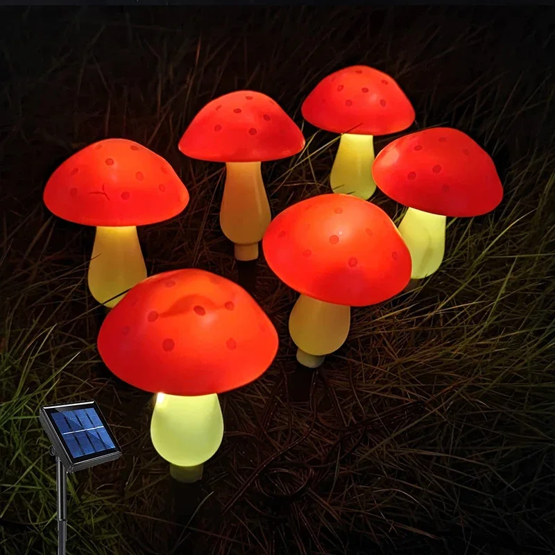 Solar Mushroom Light Garden Outdoor Decor 8 Modes Waterproof Mushroom Lamp Pathway Landscape Yard Easter Halloween Xmas Sunlight