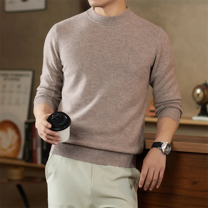 Real 100% Sheep Wool Jumper 2025 Autumn Winter Classic Solid Cashmere Wool Basic Clothes Male O-Neck Wool Sweater Pullovers