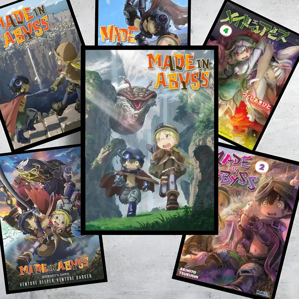 MADE IN A-ABYSS Poster HD Art Stickers Self-Adhesive Painting Modern Home Decor for Bedroom Living Room Wall Decals Gift