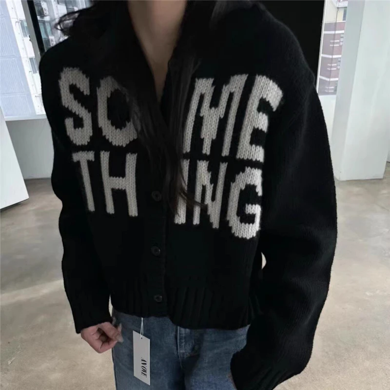 Sudadera con capucha con estampado de letras Blo de Color Retro coreano Sle, suéter de punto para mujer, ropa de abrigo versátil larga de invierno nueva llegada