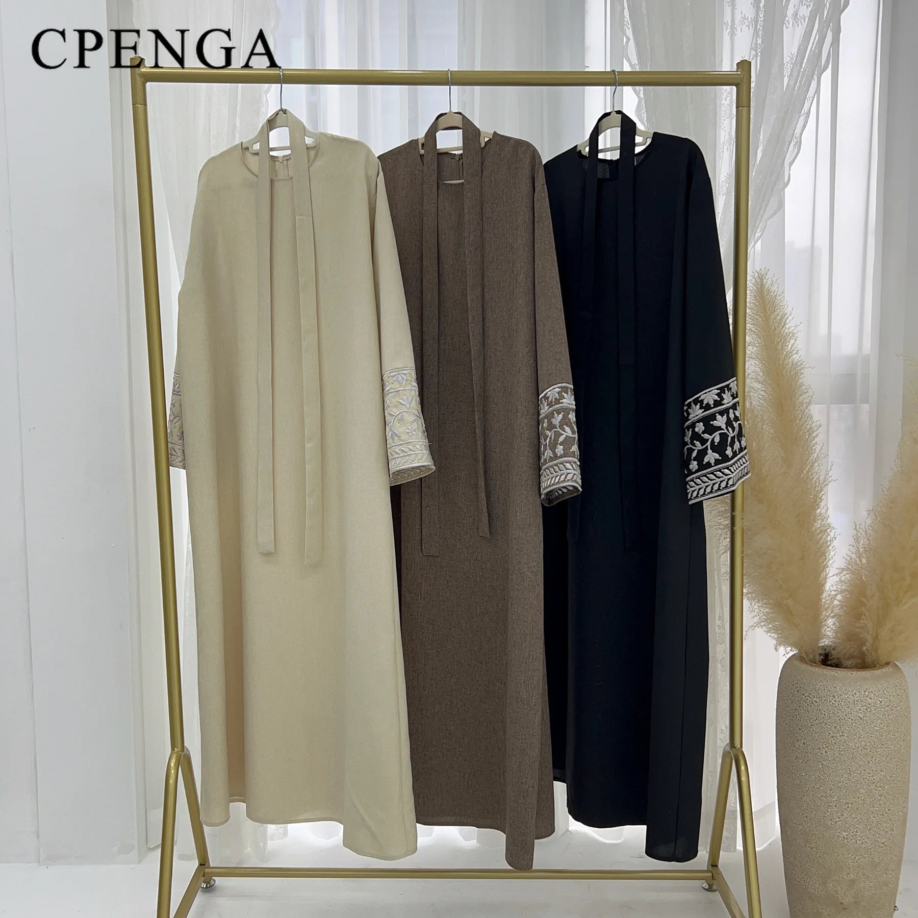 Abaya muçulmana com manga bordada para mulheres, Oriente Médio, elegante vestido de festa, Eid Ramadan, roupas islâmicas, Dubai Abaya, novo, 2020