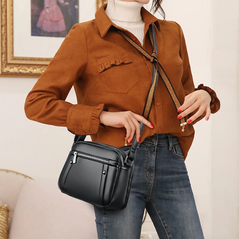 Women\'s Solid Color Crossbody Bags 2023 Fashion Designer Shoulder Handbags and Purses PU Leather Messenger Bags High Quality Sac