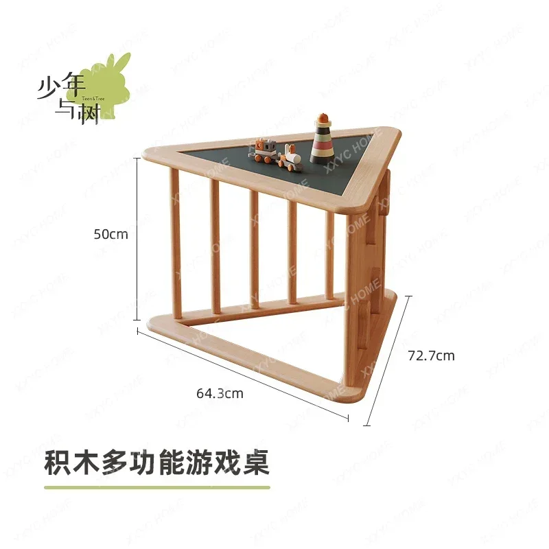 JJAll Solid Wood Beech, Rock Climbing Slide Triangle Climbing Frame, Indoor Table