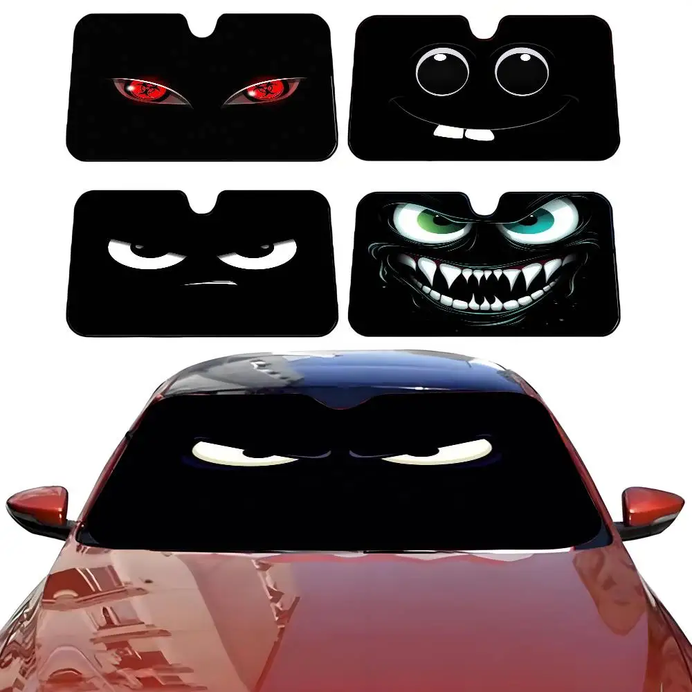 B-Big Cartoon E-Eyes مضحك سيارة ظلة المظلة زجاج السيارة الأمامي الشمس الظل حماية من الأشعة فوق البنفسجية ومبرد داخلي