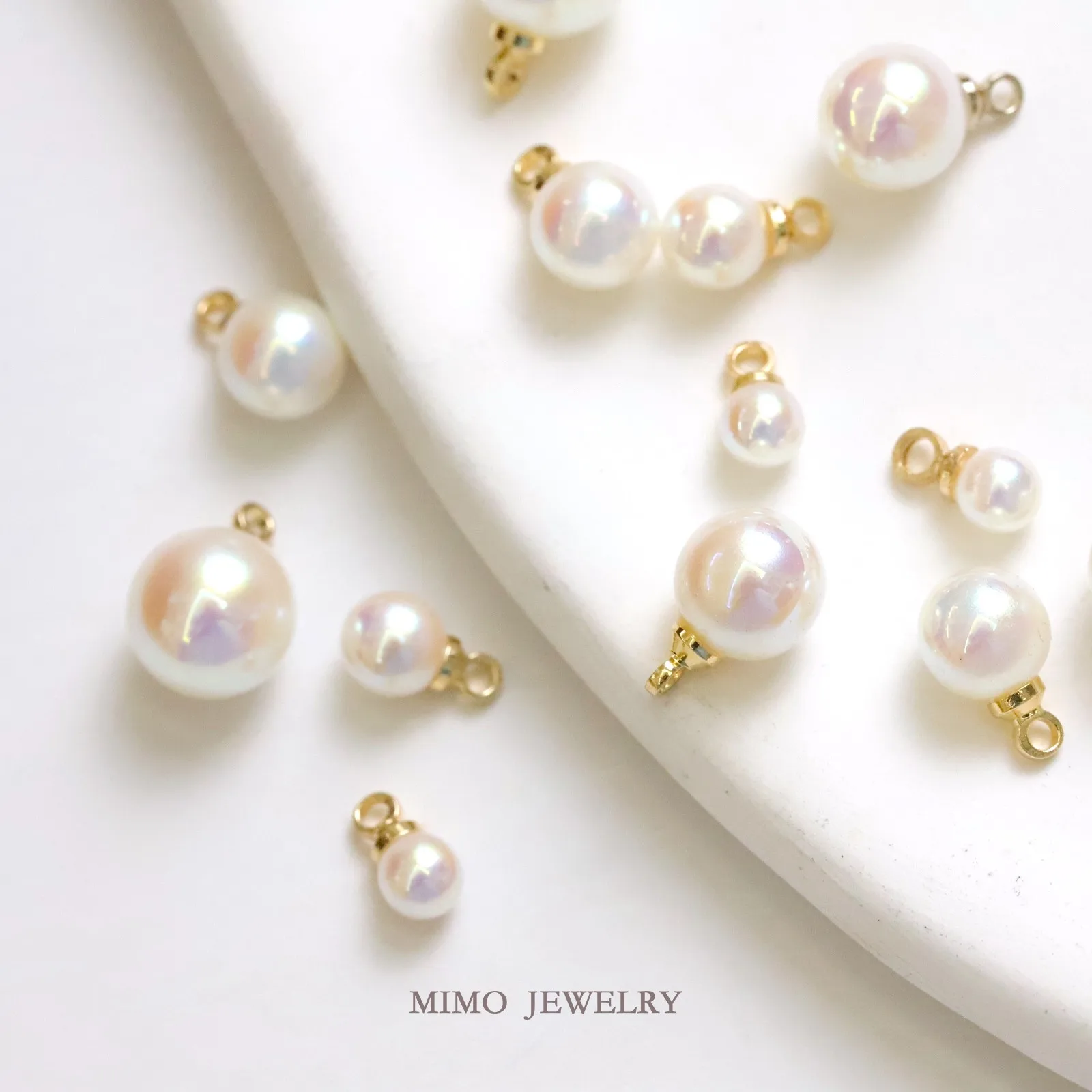 Imitation Horse Shell Beads Hanging Loose Beads Charms Pendant Supplies DIY Hand Brass Gold Plated Accessories