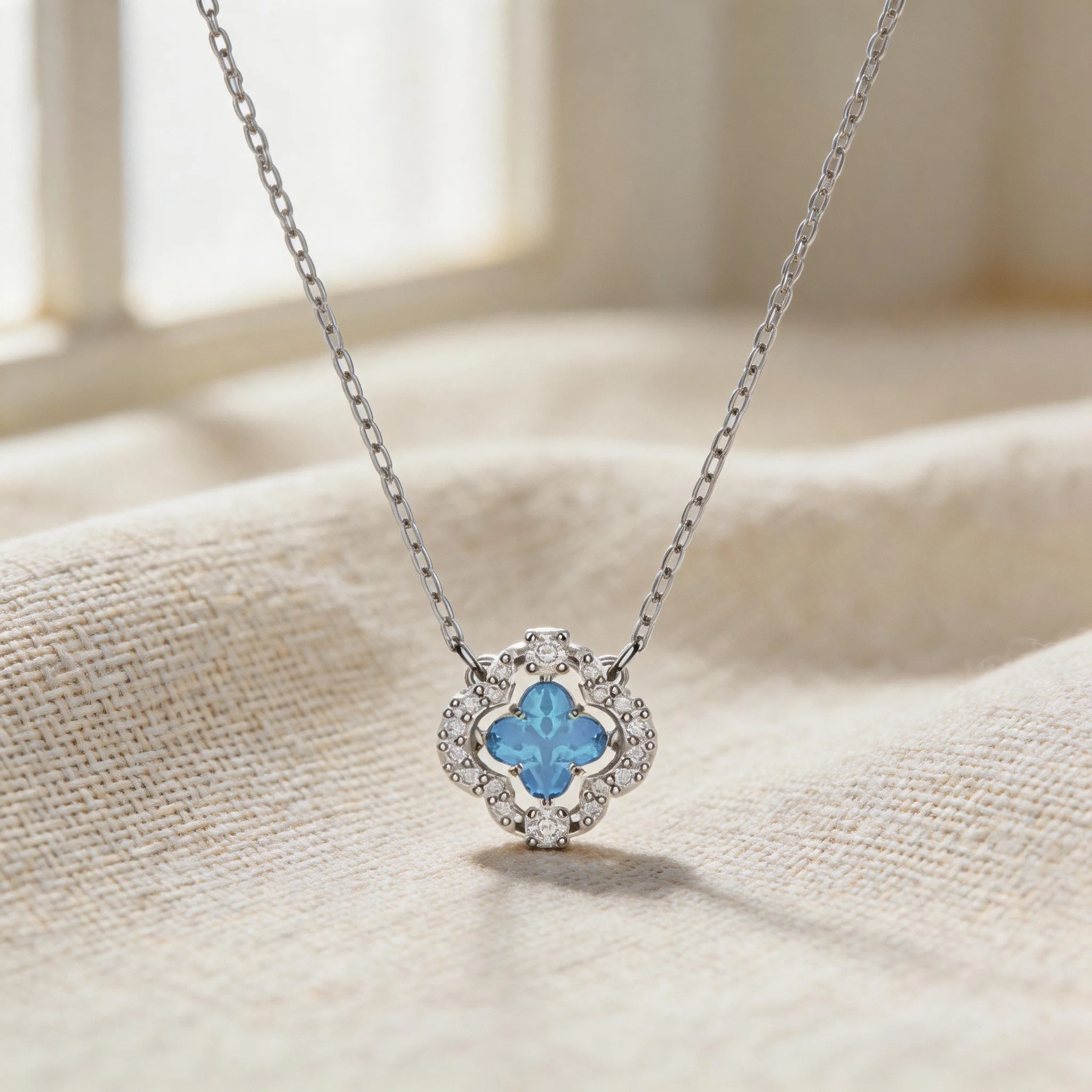 Multi-Style Floral Animal Geometric Necklaces, Sunburst Flower Four-Leaf Clover Color Contrast Double Ring Layering Neck Jewelry for Girlfriend Kids view 3