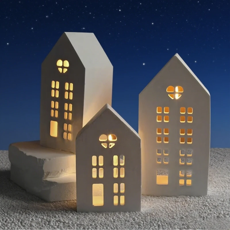

Concrete House Candle Holder Silicone Mold DIY Gypsum Cement Love House Shape Silicone Resin Mold for Home Decoration Ornaments