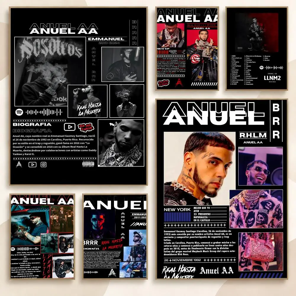 Anuel AA Latin Trap Singer Urban Music Album Vibes Poster Contemporary Wall Art Print for Bedroom & Living Room, Unframed