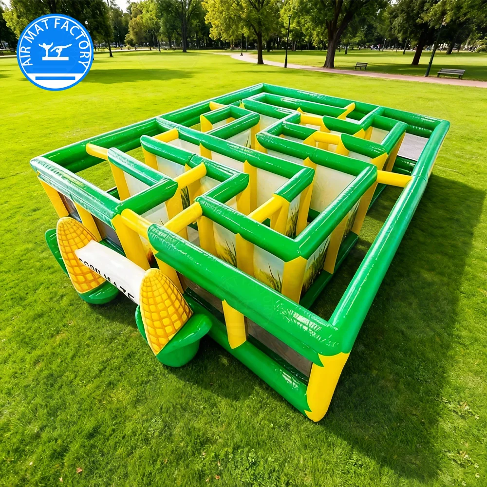Inflatable Corn Maze Outdoor Carnival Maze Equipment Corn Themed Play Structure Backyard Event Corn Maze Setup for Kids & Adults