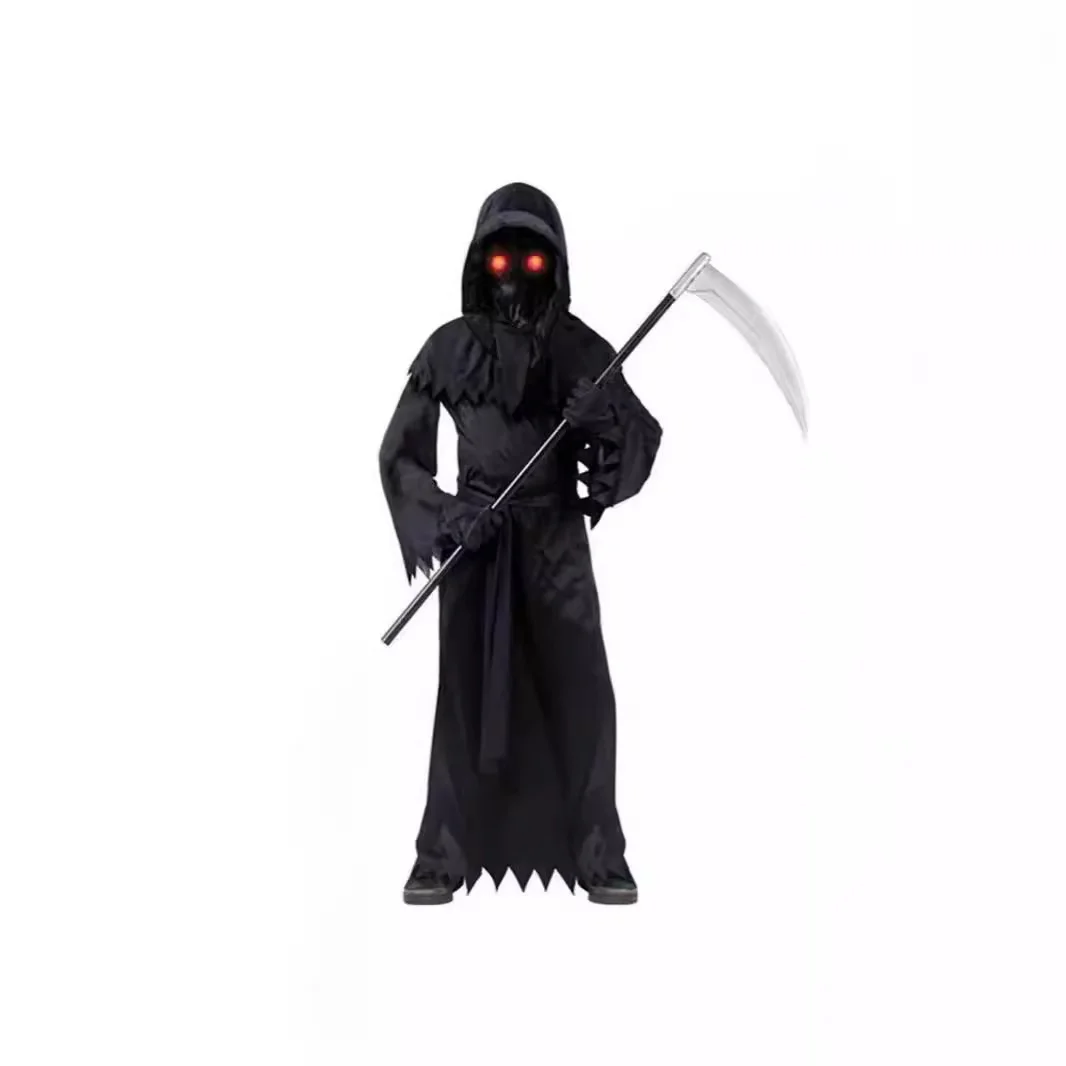 

2026 New Halloween Glow-in-the-dark Skeleton Ghost Children's Costume Stage Performance All-in-One Suit for Little Devils