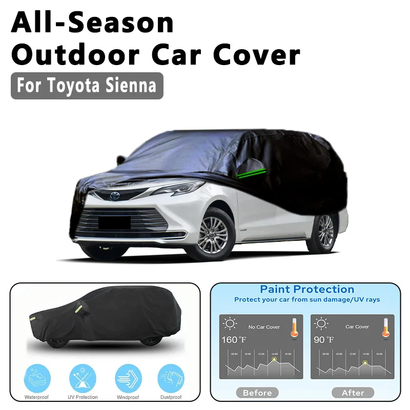 

Car Cover for Toyota Sienna -Outdoor Full Protection, Waterproof Dustproof Heat-Resistant, All-Season Use Exterior Accessories