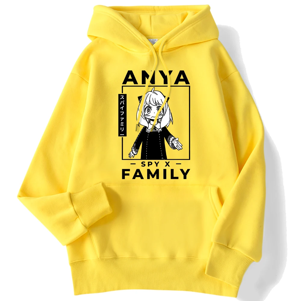 Autumn Winter Female Hoodie Anya Forger Manga-Spy X Family Art Printing Top Pocket Drop Sleeves Strecth Cartoon Woman Clothing