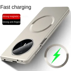 Matte Thin Metallic Paint Frameless Case For Honor Magic V3 V2 VS3 VS2 MagicV3 Metal Ring Magsafe Anti-fingerprint Hard PC Cover