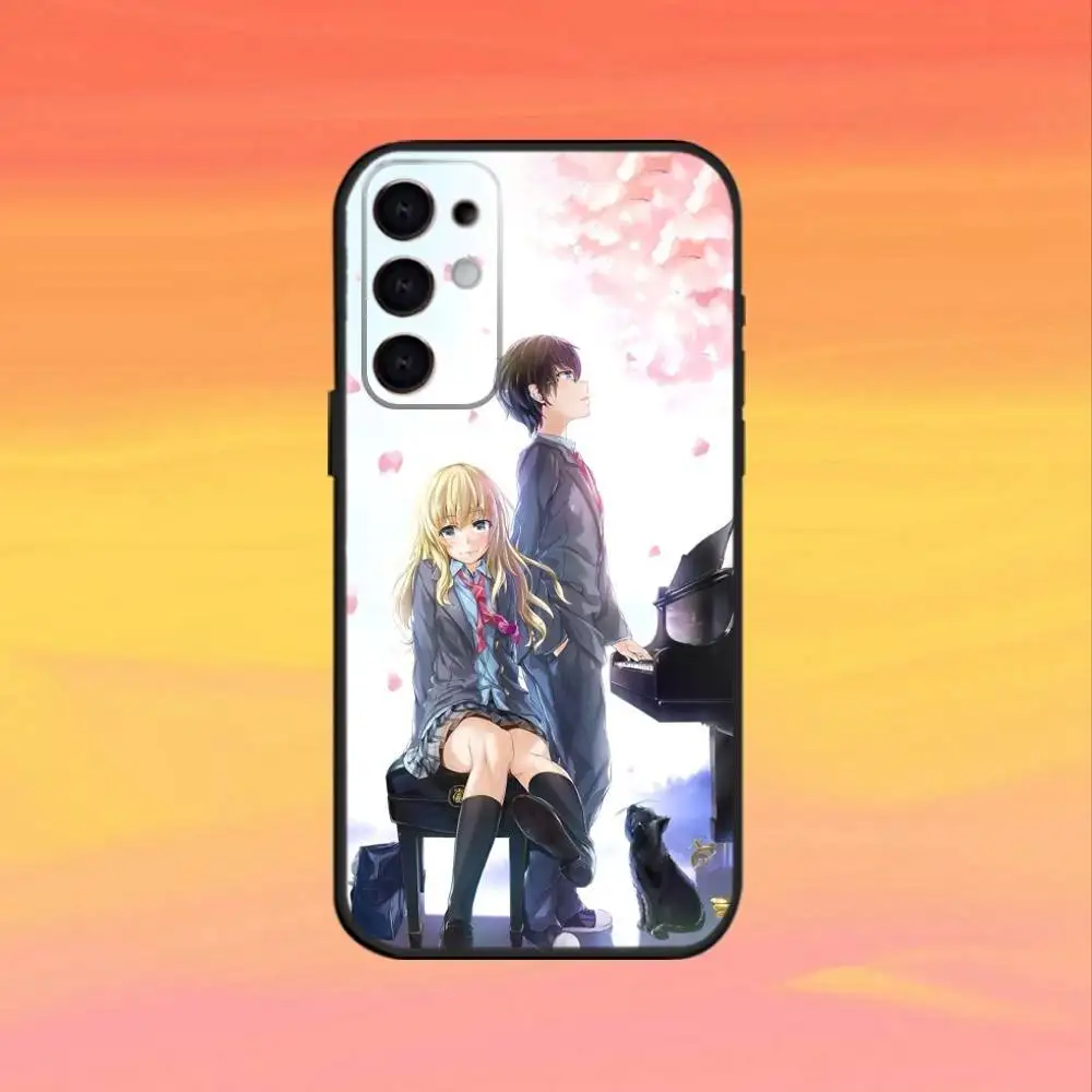 Funda de teléfono de cómic Y-Your L-lie IN APRIL para Samsung S25, S24, S21, S22, S23, S30, Ultra, S20, Plus, Fe, Note, funda negra de 5G