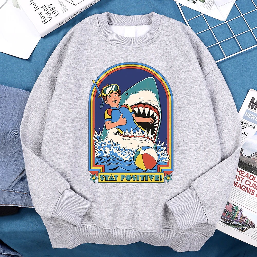 Being In A Desperate Situation Stay Positive Men Hoodie Casual Fleece Sweatshirt Autumn Warm Pullover Fashion Loose Sportswears