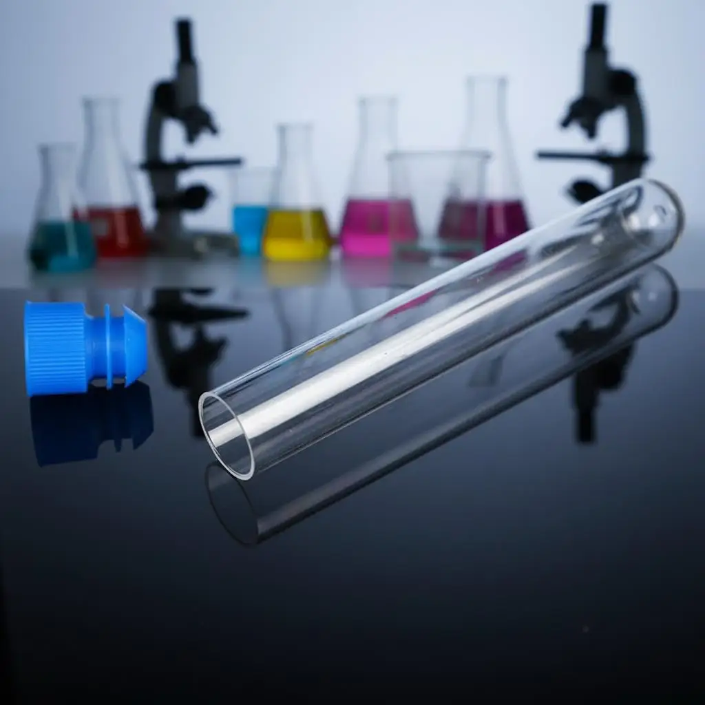 

50Pcs/Lot Clear Plastic Test Tube Round Bottom Wedding Gift Vial With Colour Cap or Cork Cap Office Lab Experiment Supplies