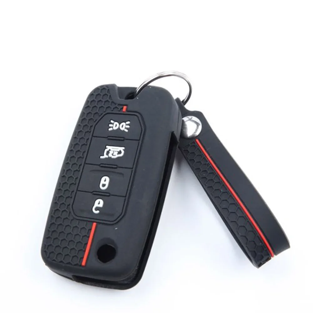 Textured Silicone Key Fob Case With Keychain for Jeep Compass S Renegade Grand Commander Dodge Journey Challenger Jcuv Charger