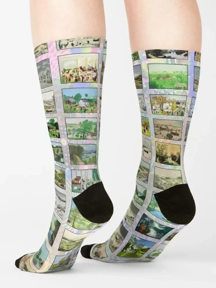 Grandma Moses Socks funny sock football sport Christmas Man Socks Women's