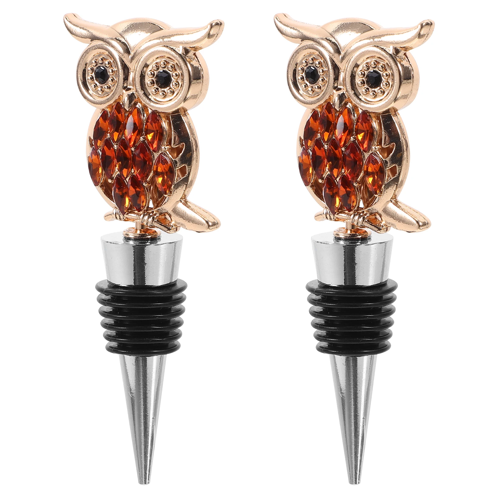 

2pcs Owl Shaped Zinc Alloy Stoppers Airtight Seal Beverage Stopper Glass Bottles Retro Style Decorative Animal Shape