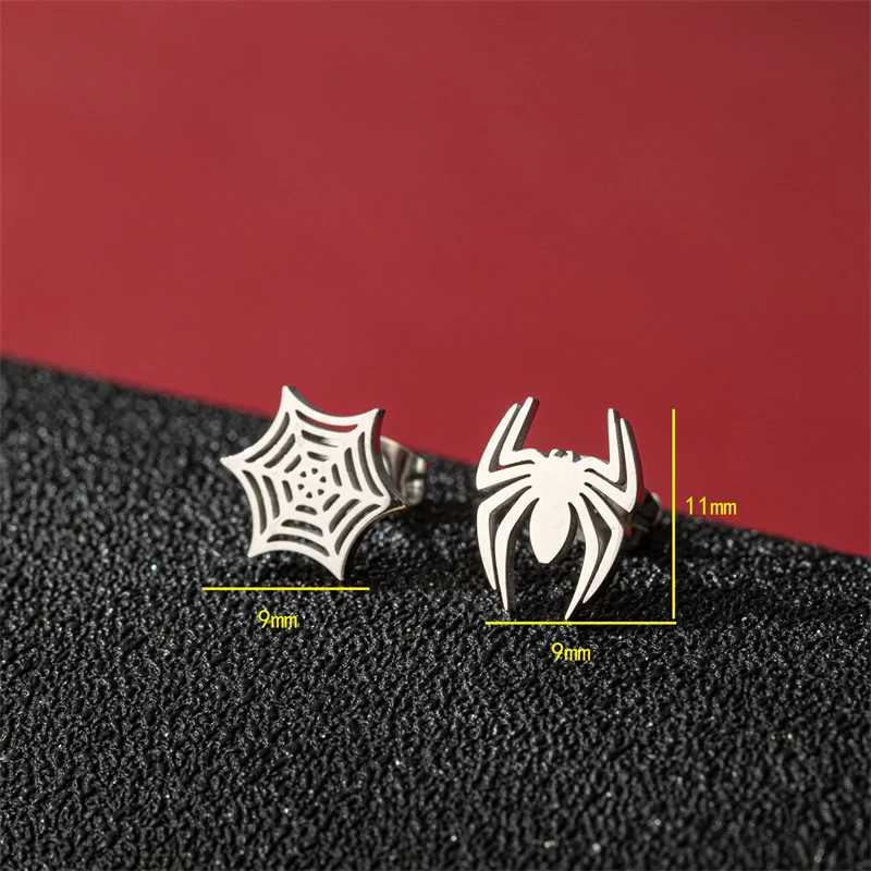 Fashion Asymmetric Earrings Cartoon Spider Web Stainless Steel Earrings Animal Spider Piercing Needle Ornaments Simple Gift image 6