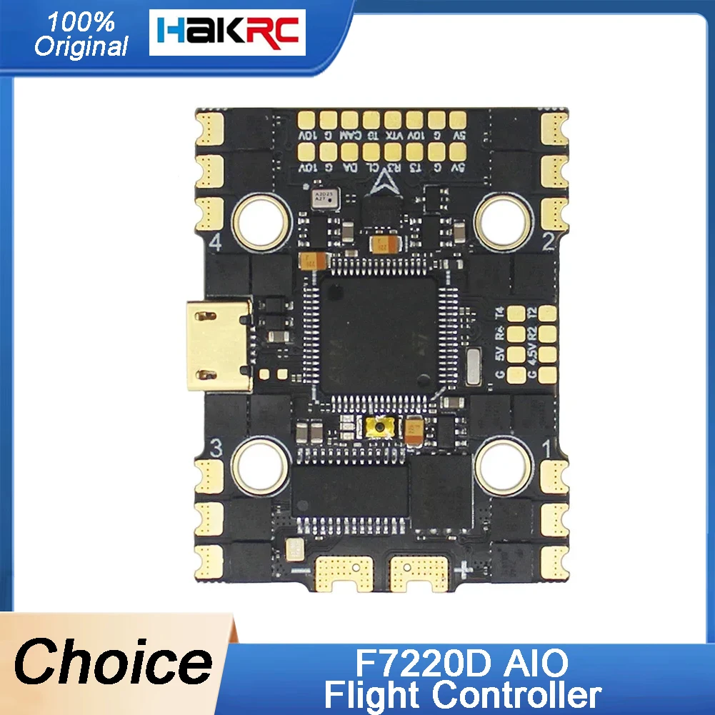 

HAKRC F7220D F722 AIO F7 Контроллер полета 32 бит 40A/50A 4в1 ESC 2-6S с двойным экраном BEC для RC FPV Зубочистка Cinewhoop Drone
