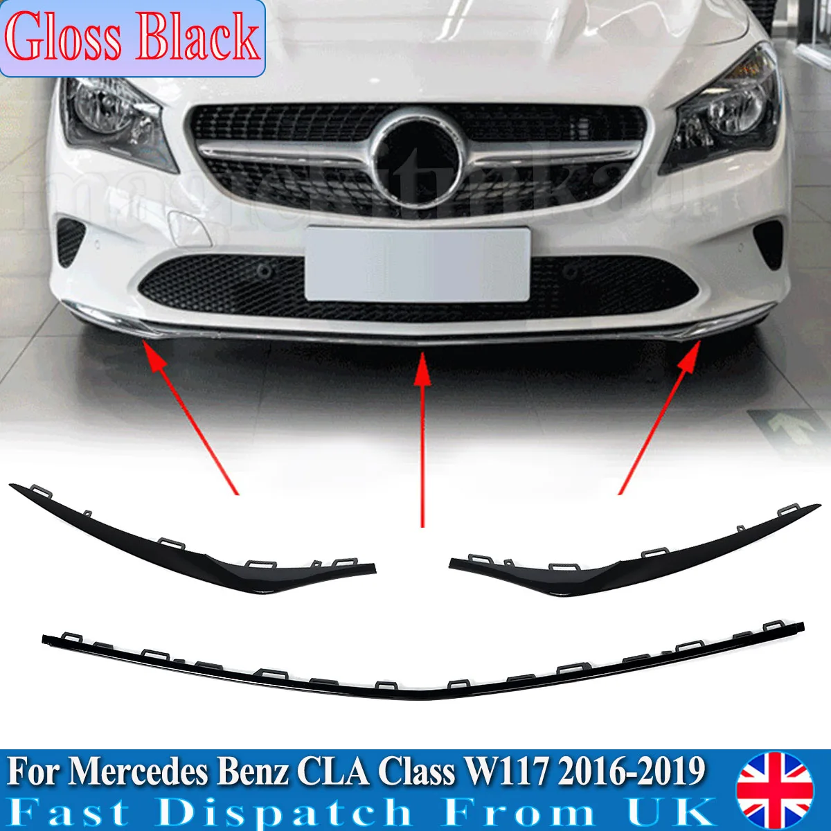 Magickit Listwa Ozdobna Przedniego Zderzaka Bodykit Do Mercedes Benz CLA-Class W117 2016-2019 CLA180 CLA200 CLA250 1178854900 1178855000