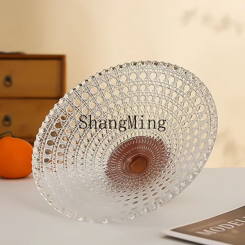 

CL Flevenz large simple fruit plate living room home glass sugar fruit plate coffee table high value snack plate
