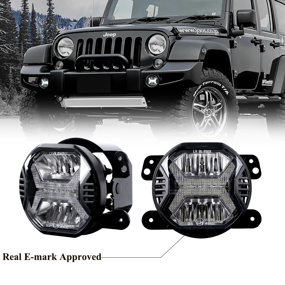 1 Pair 4 Inch LED Fog Lights For Jeep Wrangler TJ LJ JK Dodge Journey Super Bright DRL Led Lights Car Front Bumper Headlight