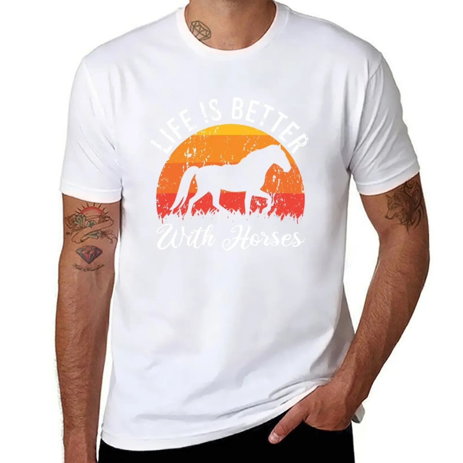 

Life Is Better With Horses Retro Horse Riding T-Shirt funny t shirts dark humor t shirt man plain T-Shirt