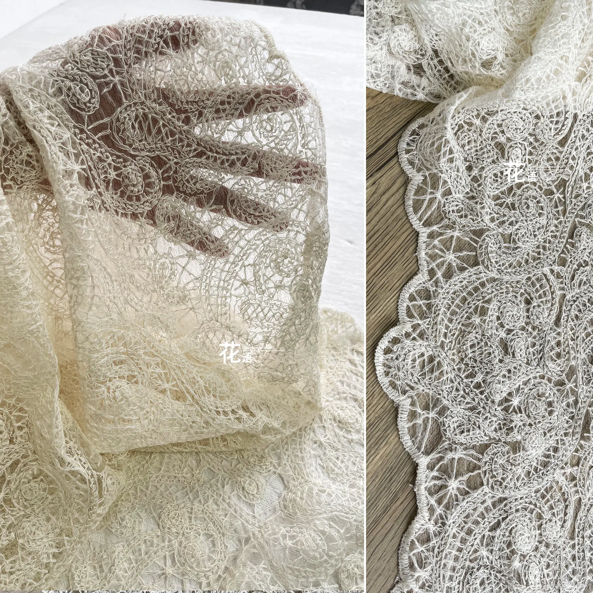 Paisley Embroidered Mesh Designer Fabric Vintage Openwork Lace for Bridal Sewing, Custom Apparel and Handmade Clothing Projects