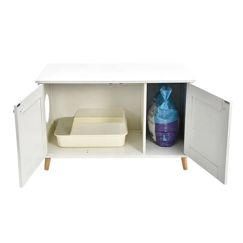 

-Modern Multifunctional Pet Furniture House Cat Washroom Storage Bench Wooden Cat Litter Box Enclosure