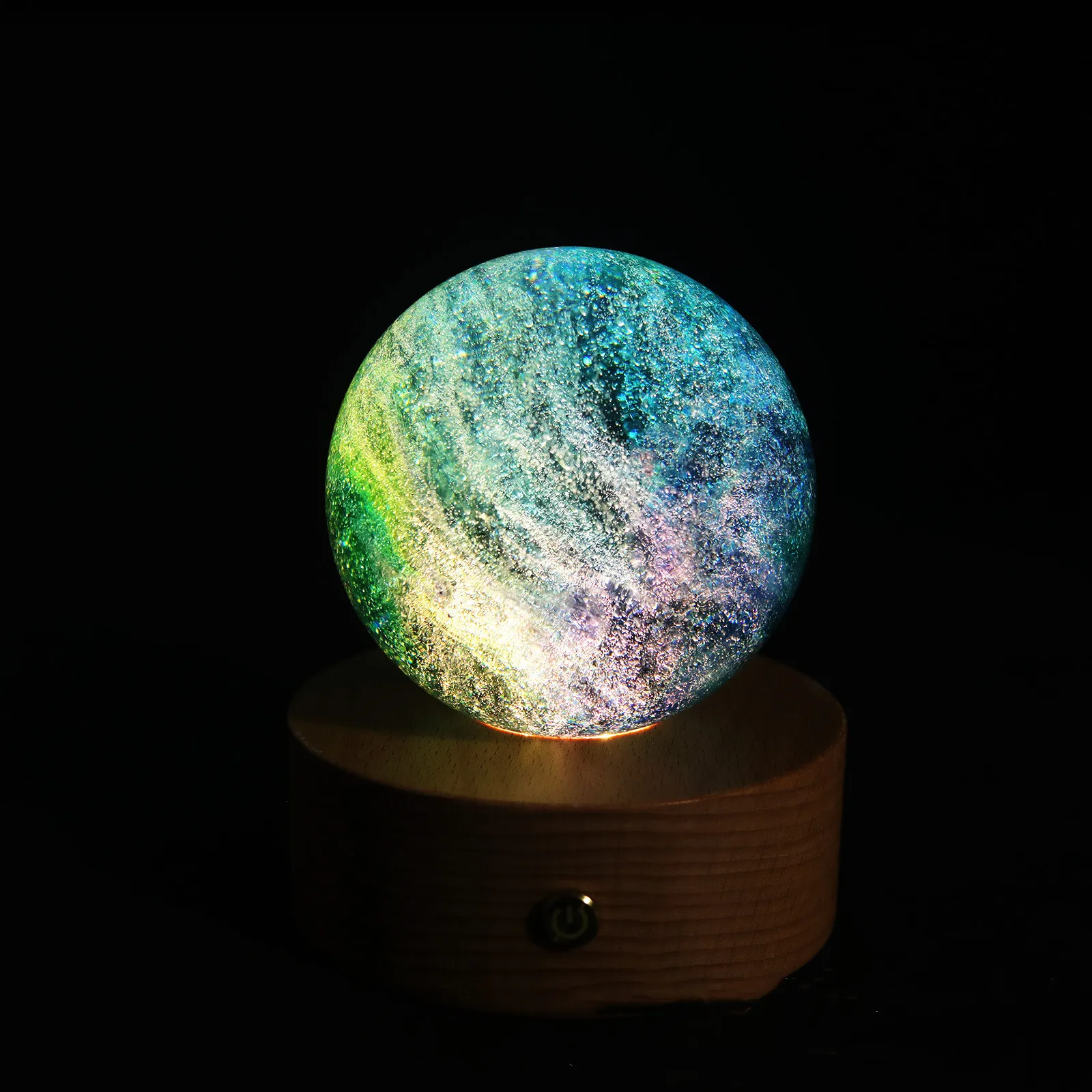 Light Luxury Colorful Glass Ball Luminous Planet Home Decor Crystal Handicraft Cosmic Model Gift