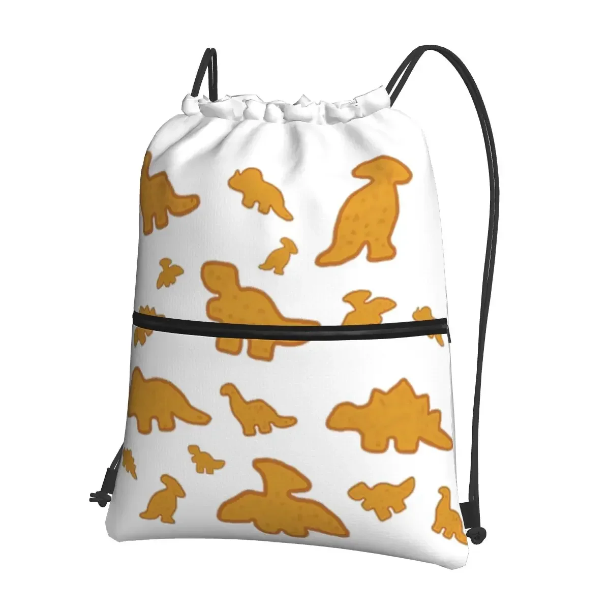 Dino Chicken Nuggets Portable Backpacks Drawstring Bag Multi-function Drawstring Bundle Pocket Storage Bags For School Students