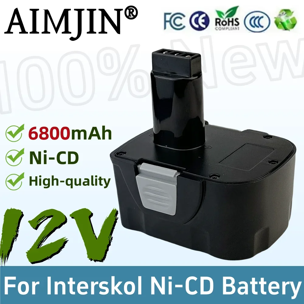 12V 6.8Ah rechargeable power tool battery, suitable for Interskol H12 DA-18ER WU-18ER SD-18ER cordless drilling rig battery