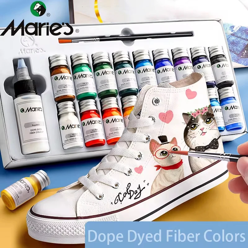 

Marie’s Dope-Dyed Fiber Permanent Fabric Paint Set 10ml/Tube Textile Acrylic Paints for Clothes Canvas Waterproof 12-36 Colors