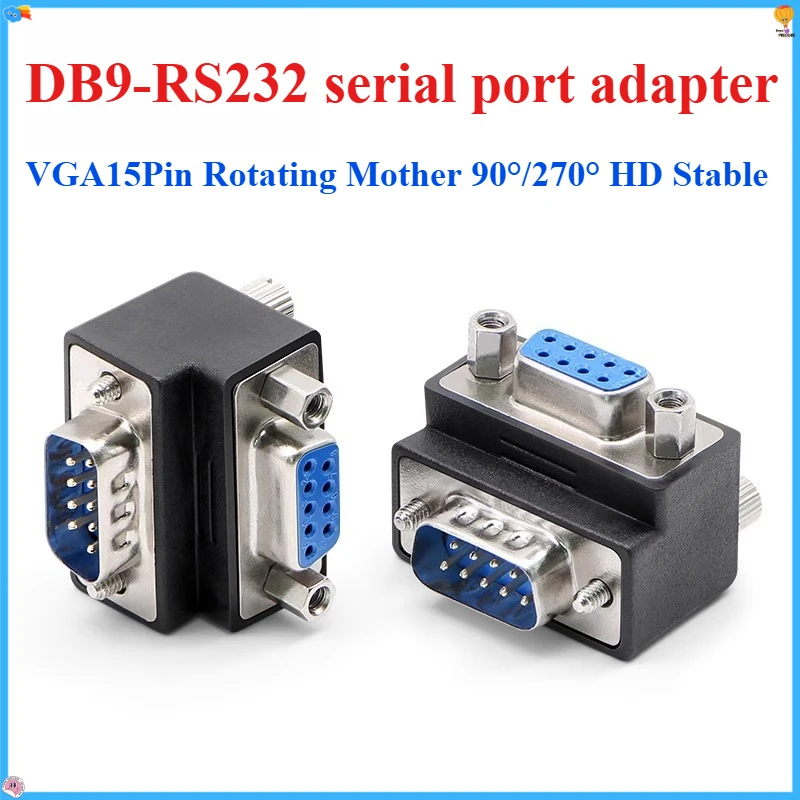 

9/15Pin DB9/VGA Adapter 90/270 Degree Right Angle Elbow VGA Male to Female Plug Industrial Strength for Computer Connectivity