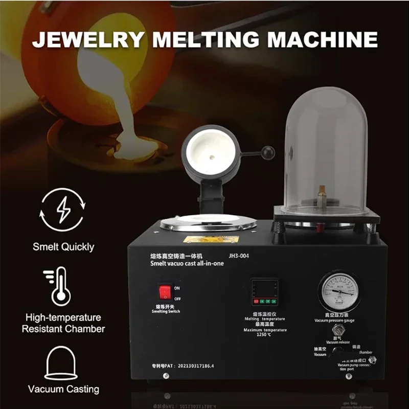 3-In-1 Casting Machine Smelting Vacuum Casting Integrated Device High Temperature Refining Metal Gold Silver Jewelry Making Tool