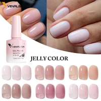 Venalisa – Kit de vernis à ongles Gel couleur rose gelée, semi-transparent, sans HEMA, auto-nivelant, couleur chair, rose naturel, ensemble de manucure 3