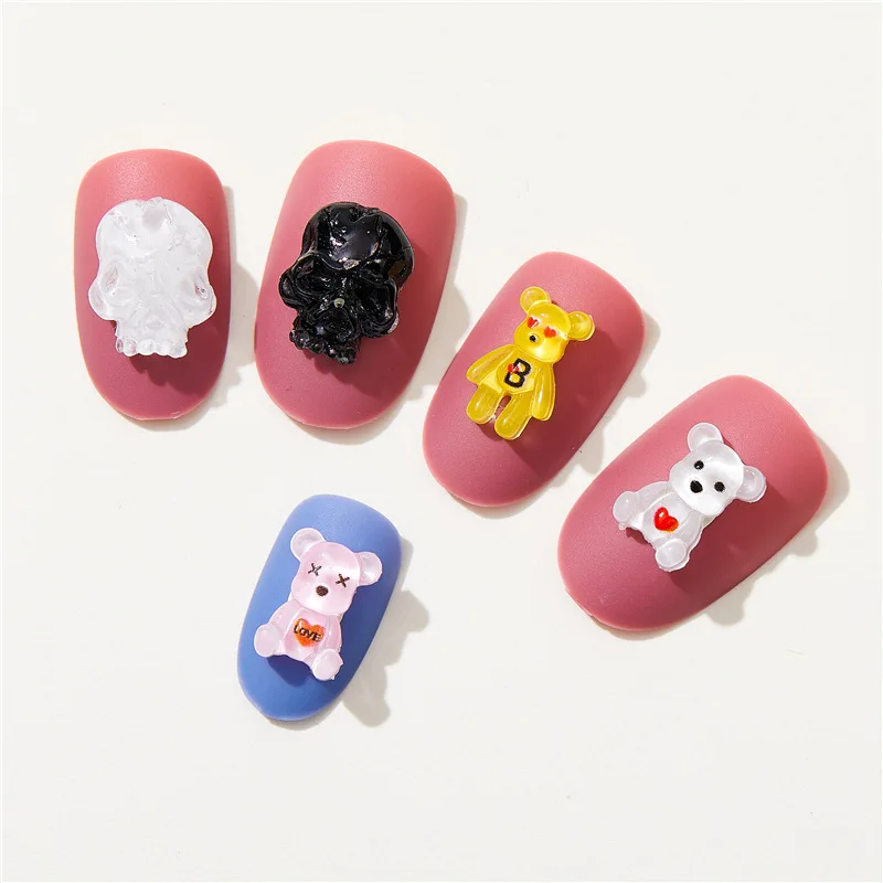 

10pcs Skull Nail Art Resin Accessories DIY Nails Mobile Phone Case Water Cup Hairpin Beauty Materials Nail Art Decoration