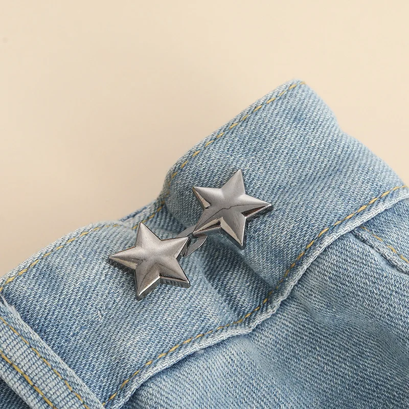 1 Pair Jeans Button Adjustable Clips for Pant Skirts Waist Tightener Buckle Snap Button Adjuster Pants Pin Retractable Button
