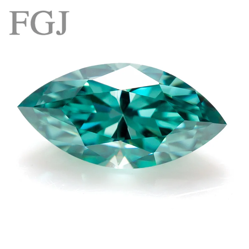 FGJ 4x8-10x20mm Dark Green VVS1 Brilliant Cut Marquise Cut GRA Moissanite Diamond Test Positive Free Engraved Girdle Wholesale