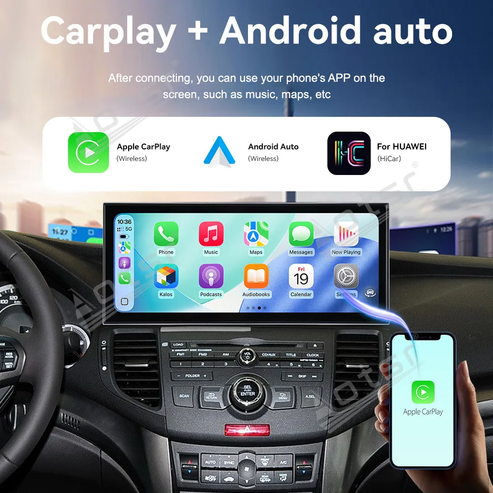 15.8 Inch Android 15 CarPlay Radio For Honda Spirior 2009-2013 Touch Screen Multimedia Player GPS Navigation Head Unit Upgrade
