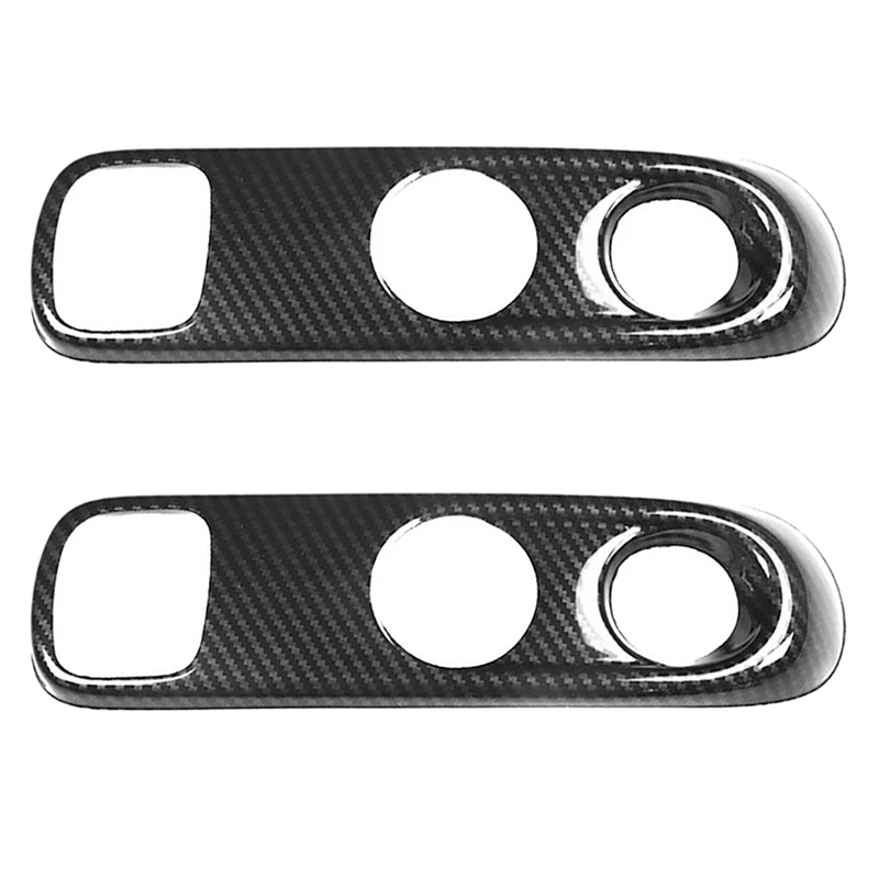 2X Carbon Fiber Gear Shift Knob Panel Frame Cover Trim For Mercedes-Benz Smart 451 Fortwo Car Interior Styling