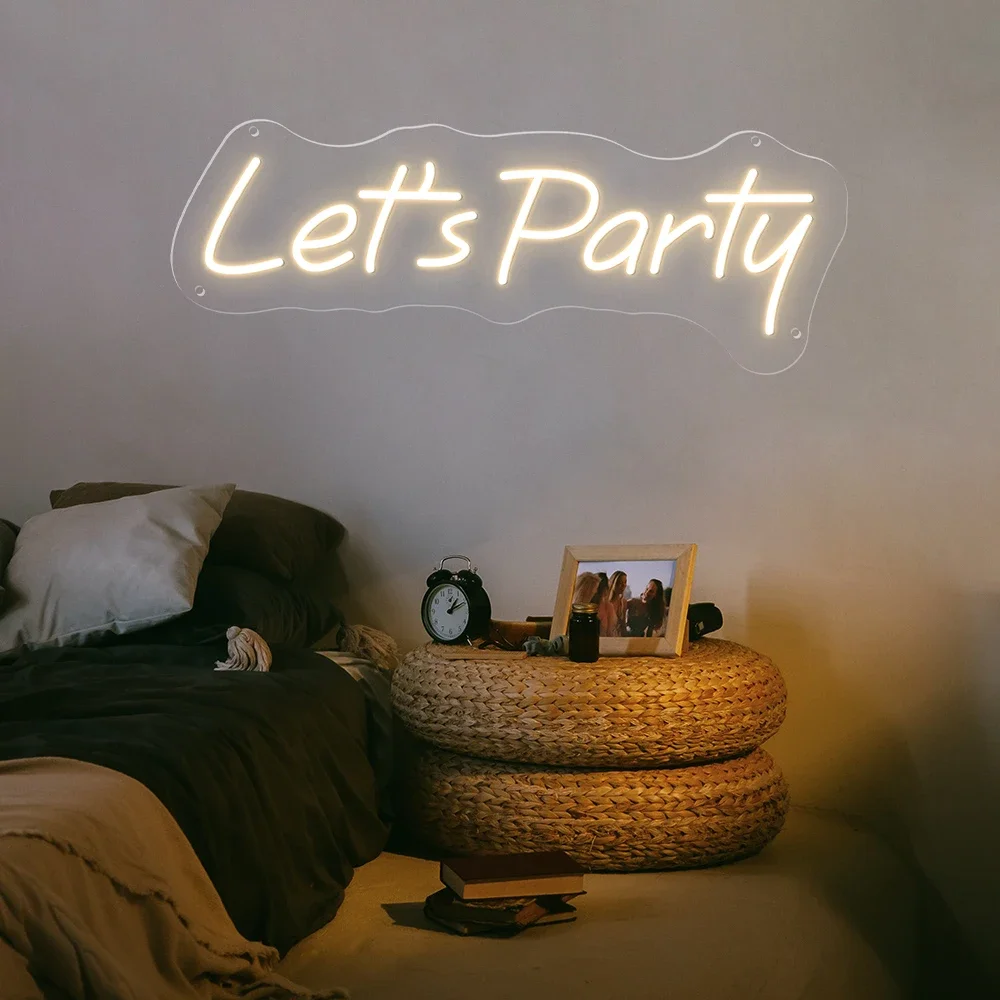 Lets Party Neon Sign Wedding Birthday Party Bedroom Room Home Decor Neon Sign Gifts Neon Lets Party Light   Art Decorative